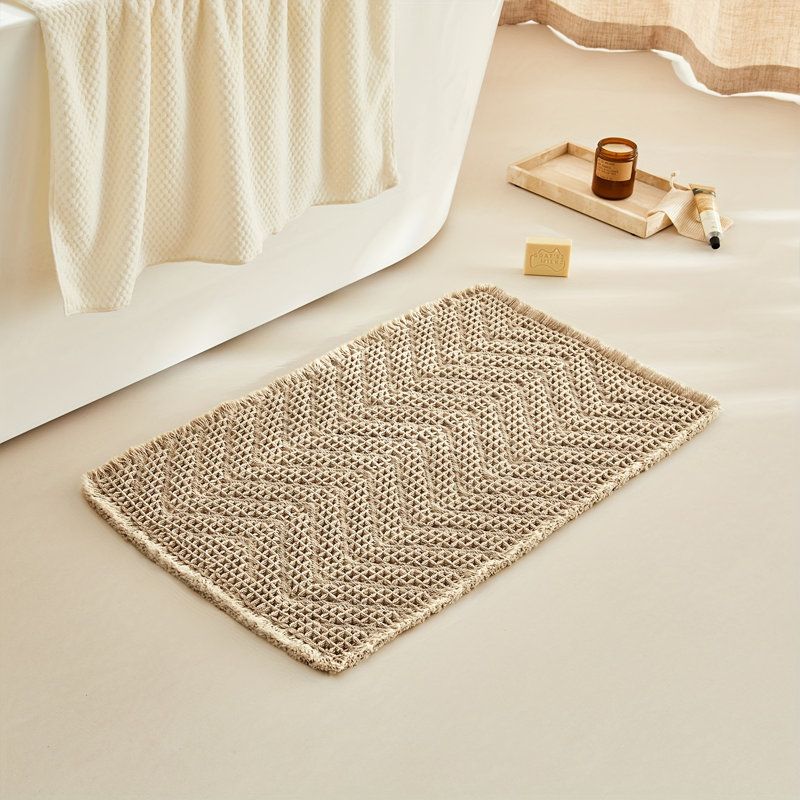  Bath Rugs,Upgraded Waffle Bath Mat,Super Absorbent Boho Bath Rug Non Slip Bath Rugs,Machine Washable Rugs, Rubber Backed Shower Matt, Ultra Soft,Brown 24"36"