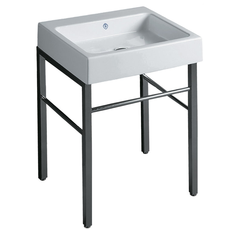 Britannia White/Polished Chrome Vitreous China Rectangular Console Bathroom Sink