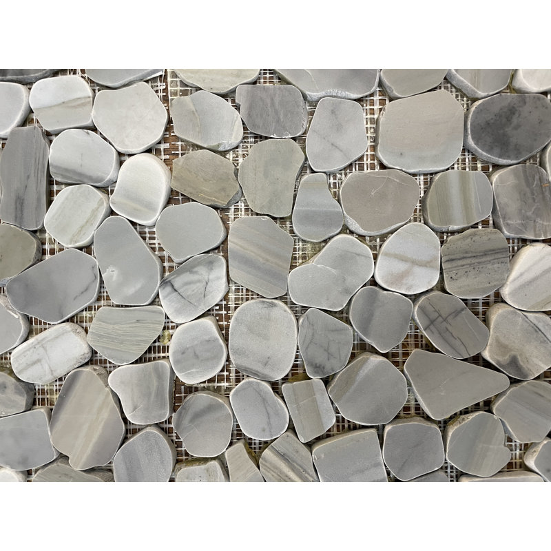 Oyster Blue/Gray Natural Stone Flat Pebble Mosaic Wall & Floor Tile