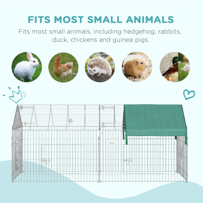 Silver Metal Outdoor Animal Playpen with Weatherproof Cover