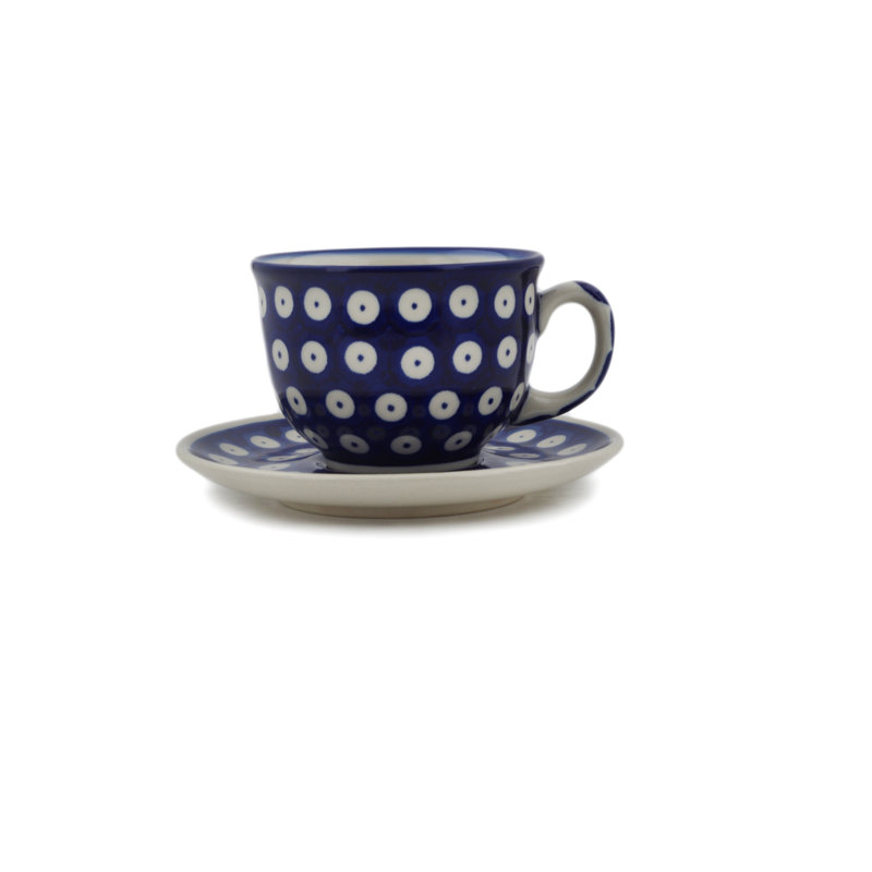 Eyed Peacock Handmade Stoneware Teacup, Blue Eyed Peacock