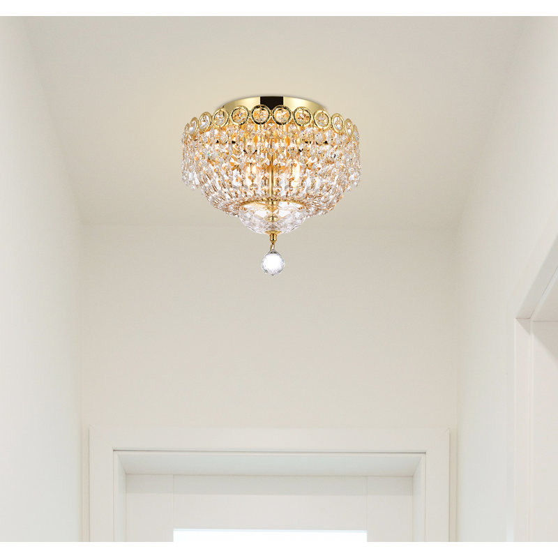 Plafonnier semi-encastré 4 lumières Stoltz, Or, H 10 po x l 12 po x p 12 po