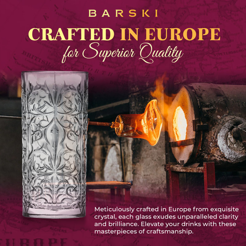Elegant Tattoo Design Clear Glass Highball Tumblers Set of 2, 13 oz