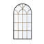 Miroir arqué de 34 po x 65,5 po avec motif noir et doré, ajoutant du caractère à la chambre à coucher, conception pleine longueur, idéal pour les espaces de décoration, les ensembles de dimensions