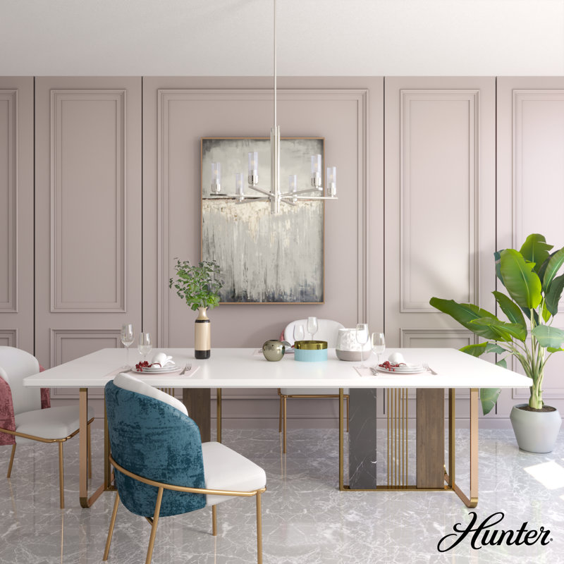 Plafonnier lustre 6 lumières Gatz, Nickel brossé