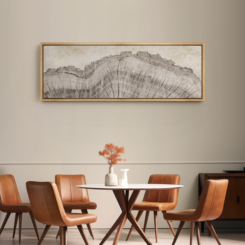 Tree Rings in Neutral Tones Modern Art Extra Large Artwork Print Wall Art, 20" H x 60" W, Natural