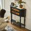 Console en bois massif noir et bois manufacturé-1000917467