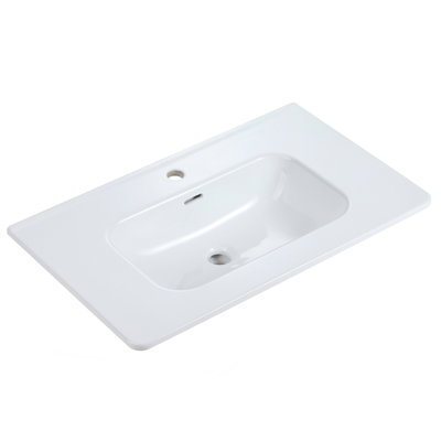 Bassin intégré en céramique blanche, drain non inclus