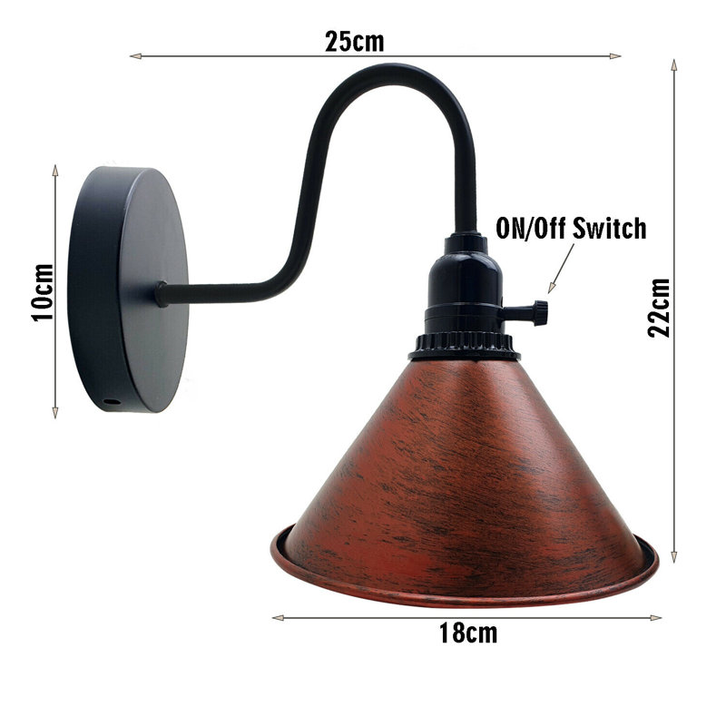 Orrington Armed Sconce, Rustic Red, 10cm H x 18cm W x 18cm D