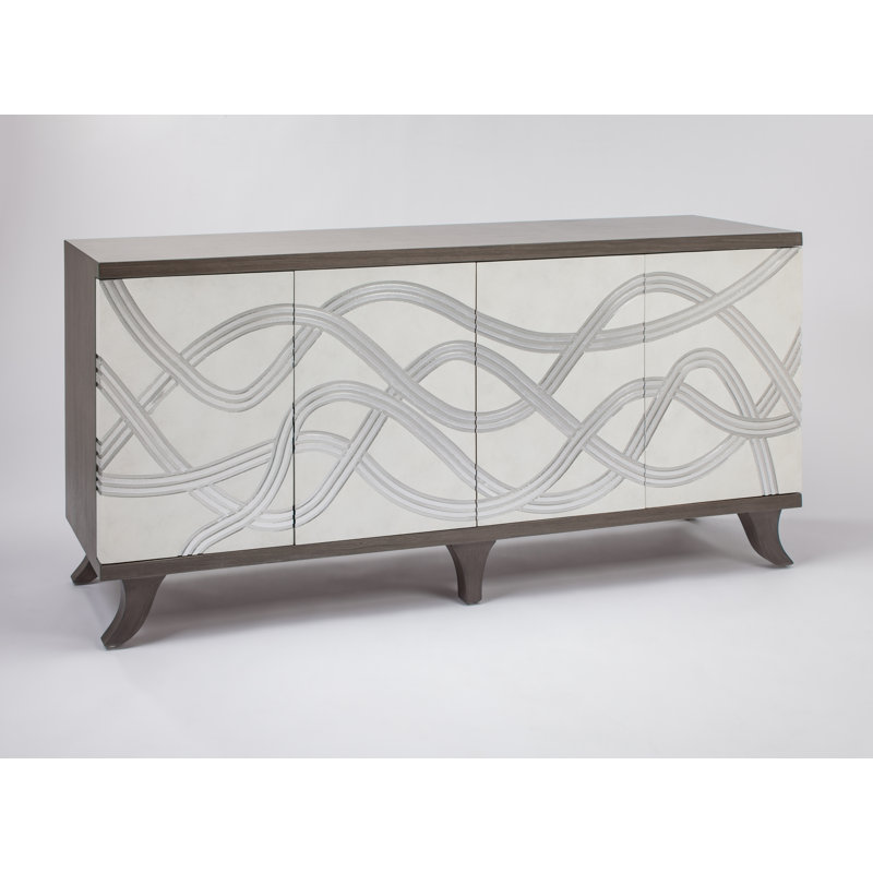 72'' Frosty White and Smoky Gray Traditional Sideboard