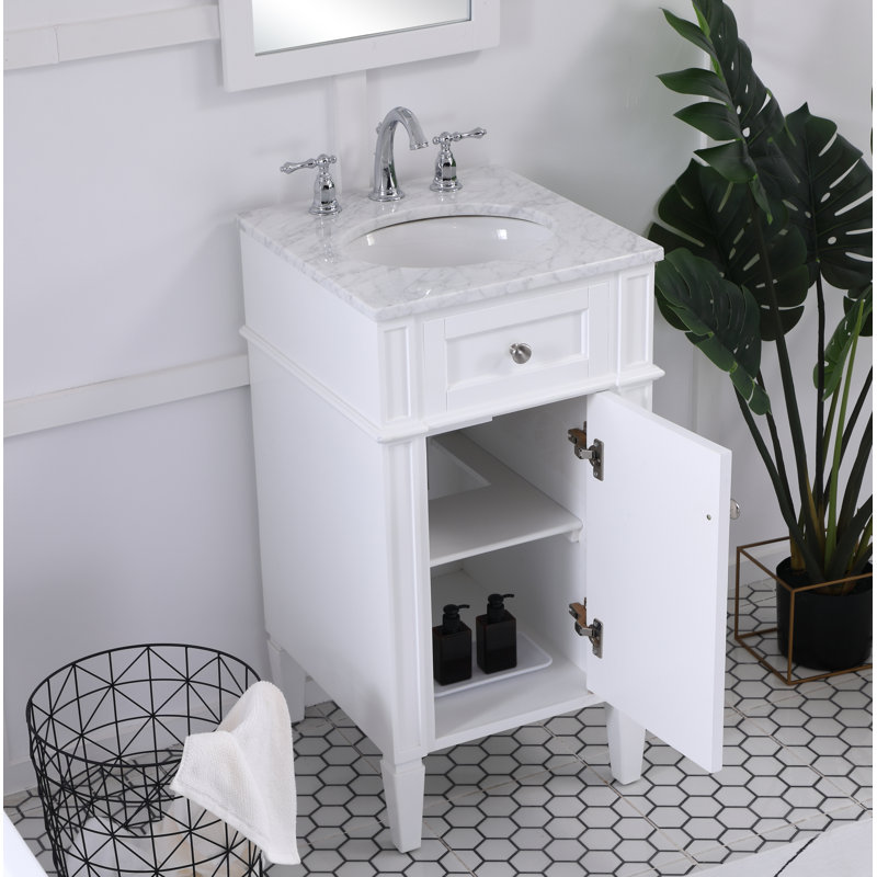 Rivers 18'' Single Bathroom Vanity with Marble Top, White