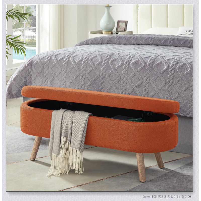 Banc de rangement avec repose-pieds ovale Luxury, Orange