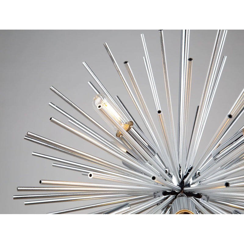 Lustre sphérique spoutnik à 8 lumières Sunburst, Chrome