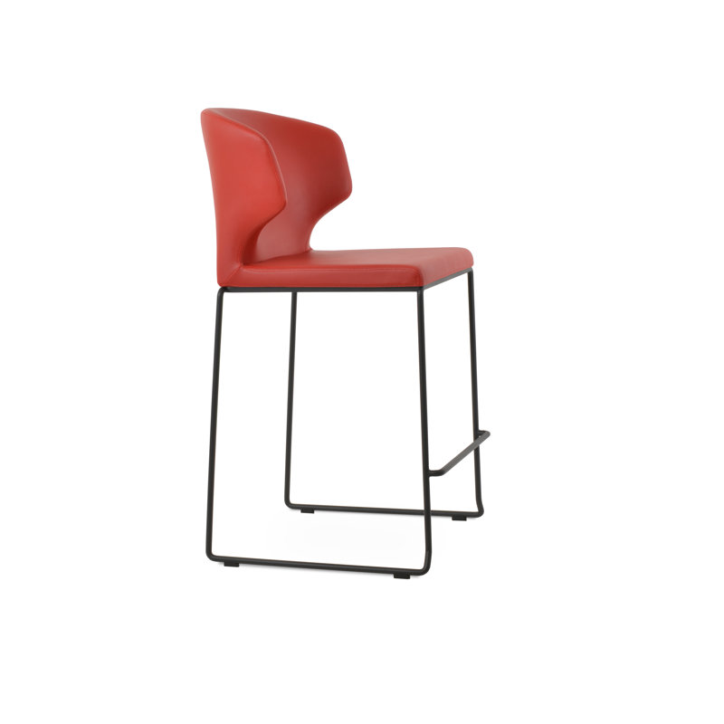Tabouret de bar et de comptoir empilable Amed, Tabouret de bar (siège d'une hauteur de 29 po), Noir, gris