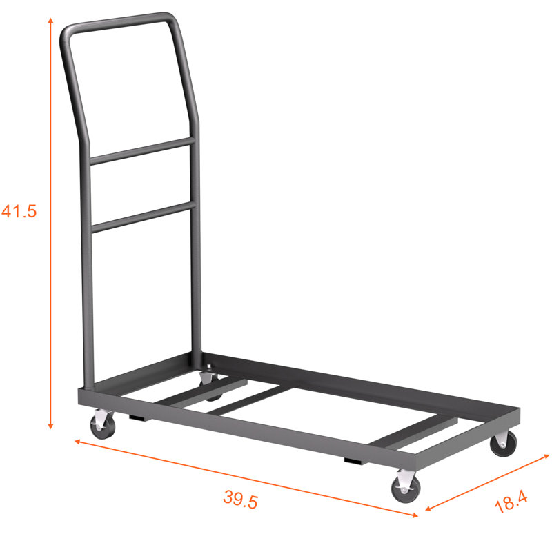 Chariot-chaise pliant robuste avec capacité de 1000 lb, 39,5 po x 18,4 po x 41,5 po, chariot manuel en acier pliable pour un usage en entrepôt / maison