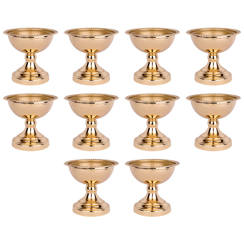 Bol à compote en métal, élégant bol décoratif à bord perlé pour centre de table, ensemble de 10, cuivre métallique
