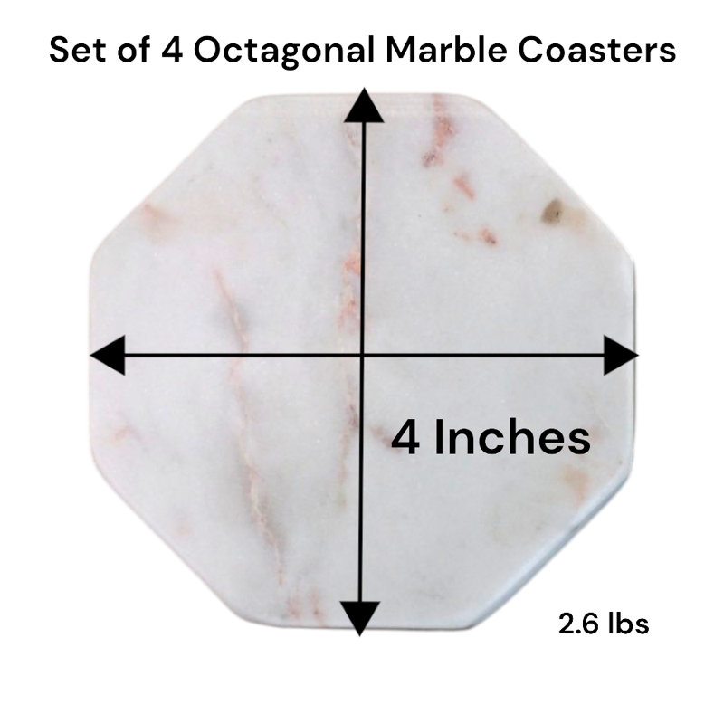 Ensemble de 4 sous-verres en marbre octogonaux Great Gift Idea 