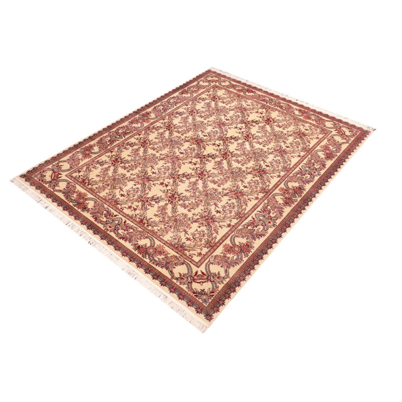 Tapis brun en laine à motif floral fait à la main 6 pi x 9 pi 3 po Parkerson