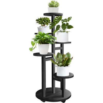 5-Tiered Wood Plant Shelf, Suitable for Living Room, Balcony, Garden, and Patio