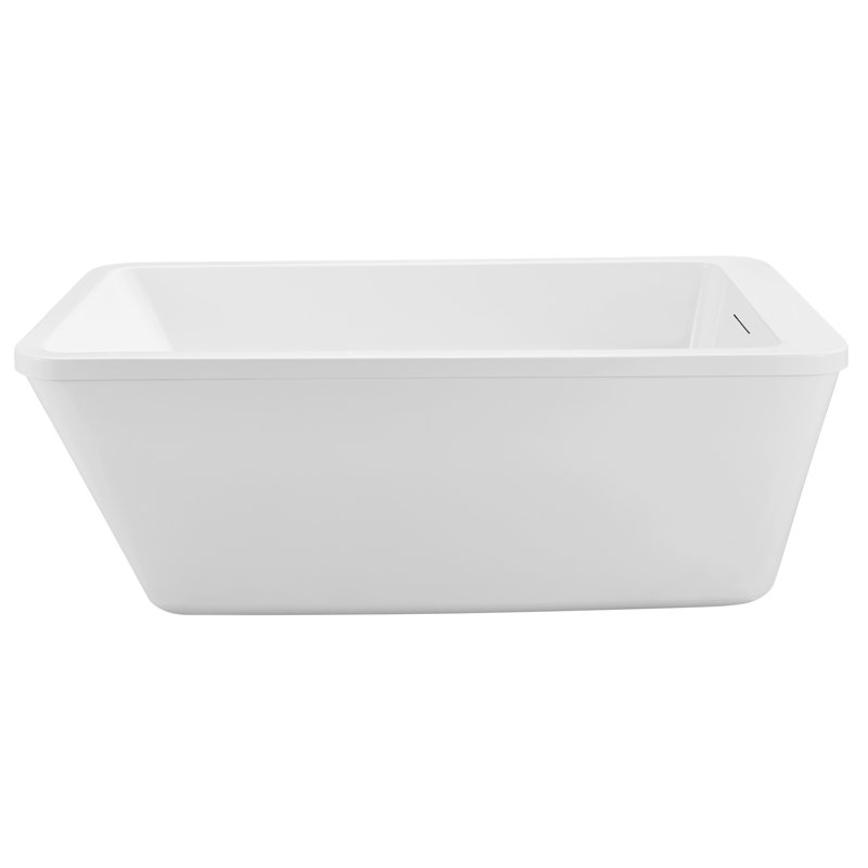 Baignoire de trempage autoportante en acrylique 60 "avec bonde et plateau en bambou Streamline, Or poli