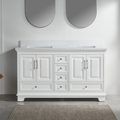 Clary 60" Freestanding Double Bathroom Vanity with Artificial Stone