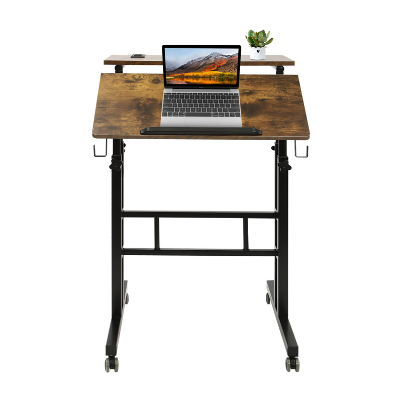Bureau pour travailler debout à hauteur ajustable, Fer brun / noir