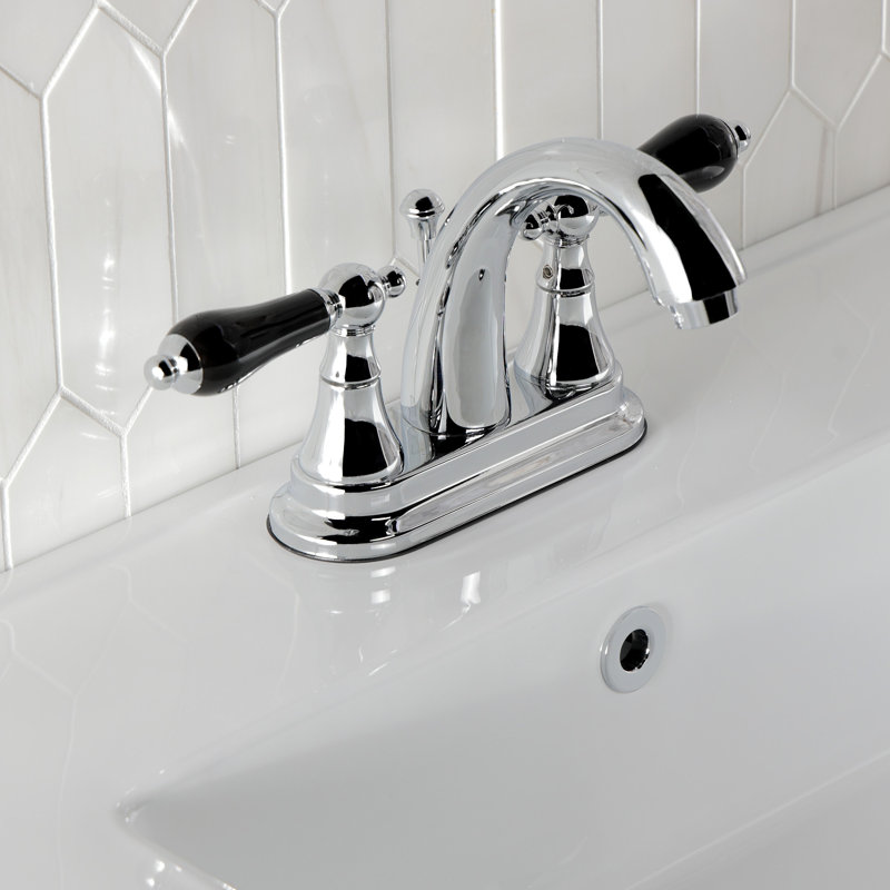 Kingston Brass Duchess Two-Handle 3-Hole Deck Mount 4" Centerset Bathroom Faucet with Brass Pop-Up, Chrome