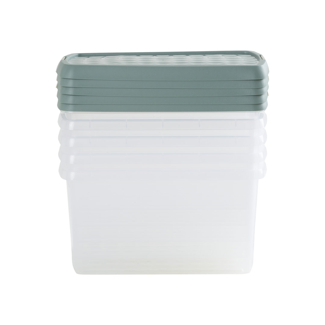 Wham Clip Rectangular Plastic Storage Boxes with Secure Clip Lock Lids Clear/Green Milieu/Stone
