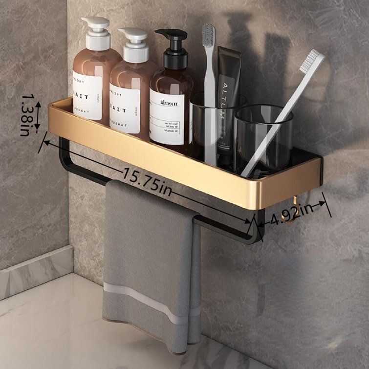 Bathroom Storage Rack Perforation-Free Wall Wall Bathroom Toiletries Storage  Rack-1.38 x 15.75 x 4.92