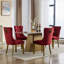 Ensemble de 2 chaises d'appoint de style Mid-Century moderne en velours rouge avec structure en bois massif et garniture cloutée
