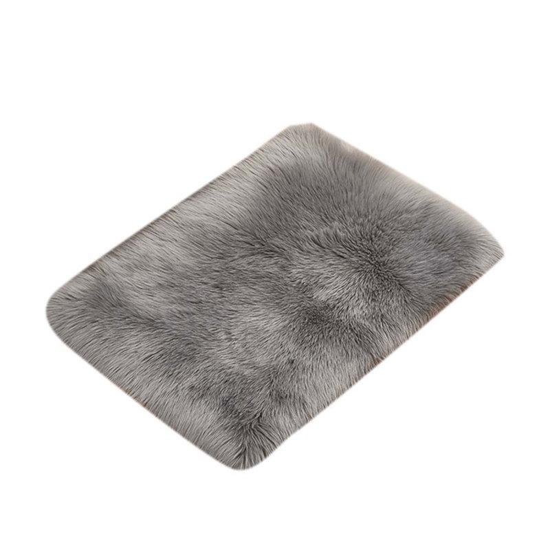 Hirsch Solid Colour Faux Sheepskin Area Rug, Rectangle 60 x 90cm