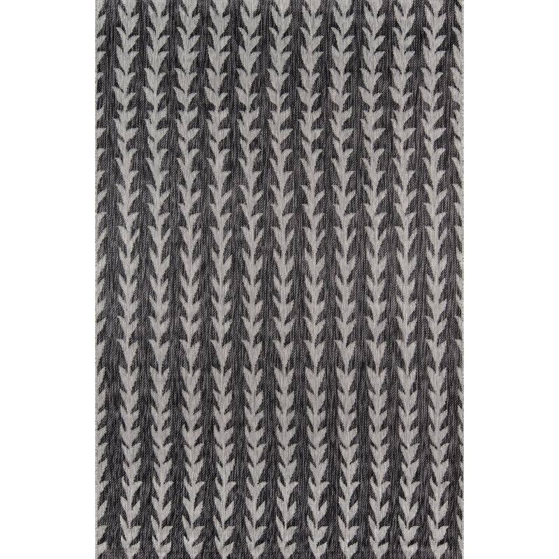 Tapis d'intérieur / extérieur rayé gris anthracite Amalfi, Rectangle 7 pi 10 po x 10 pi 10 po