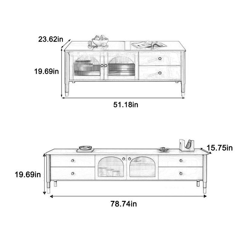 Meuble télé élégant avec table basse et arche classique