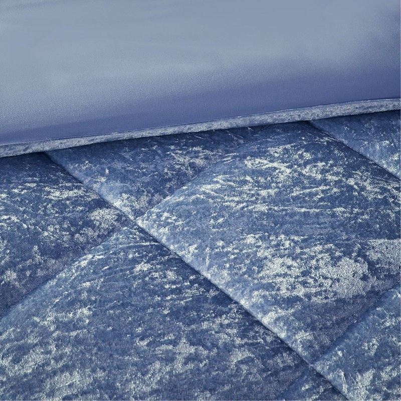 Ensemble de housse de couette en velours double / grand avec coussin décoratif, Blue