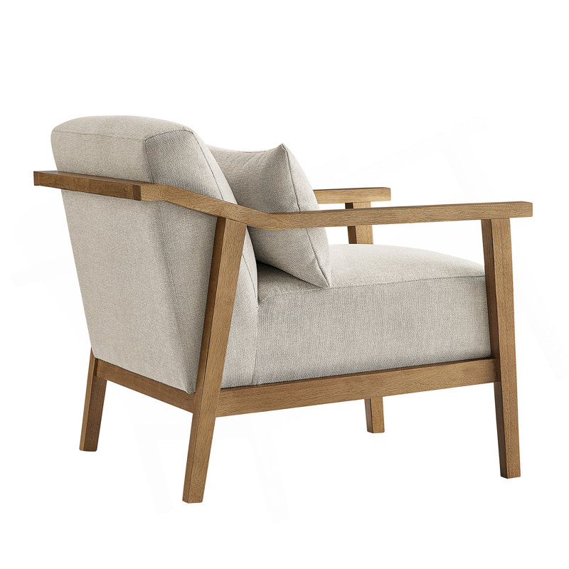 Copperleaf Rayn Solid Wood Upholstered Accent Chair, Natural Oat Performance Weave