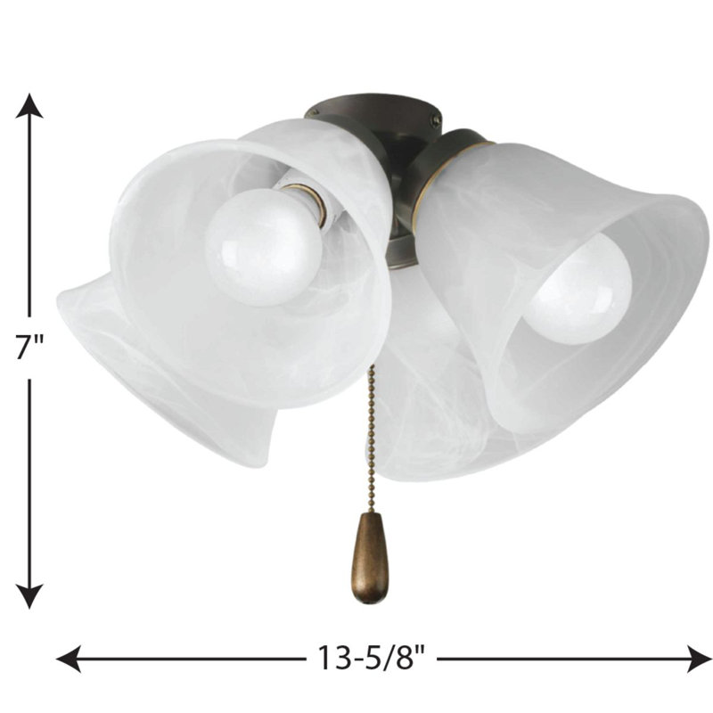 Antique Bronze LED Ceiling Fan Light Kit with Alabaster Glass