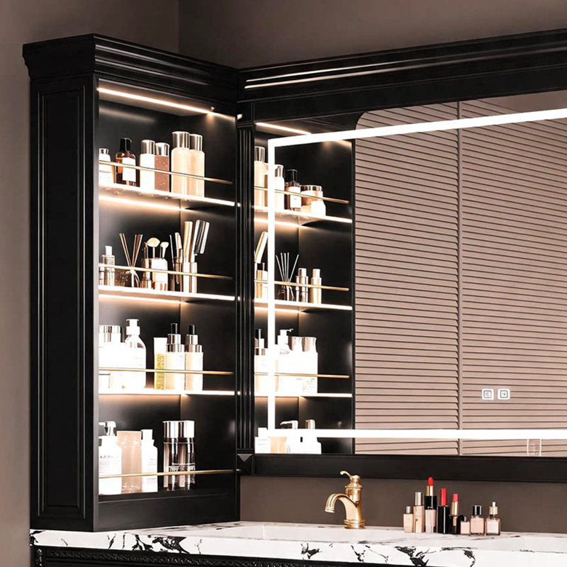 Armoire de salle de bain rétro, H 21,7 po x l 59 po x P 21,7 po, Noir