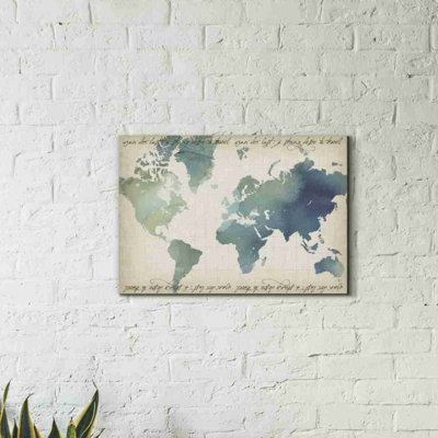 Watercolor World Map by Grace Popp - Wrapped Canvas Graphic Art