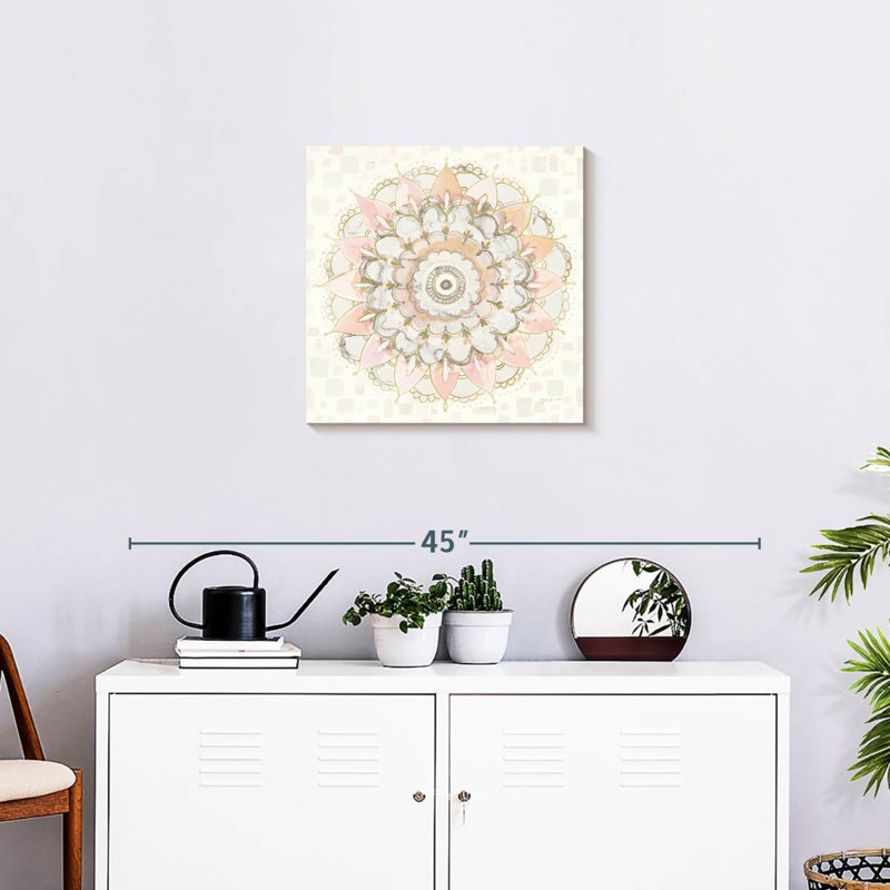 Mandala Kerner moderne champagne carré, H 20 po x l 20 po