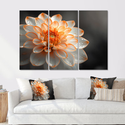 «Orange» et «Dahlia», ensemble de photos murales «Dahlia» orange et blanc