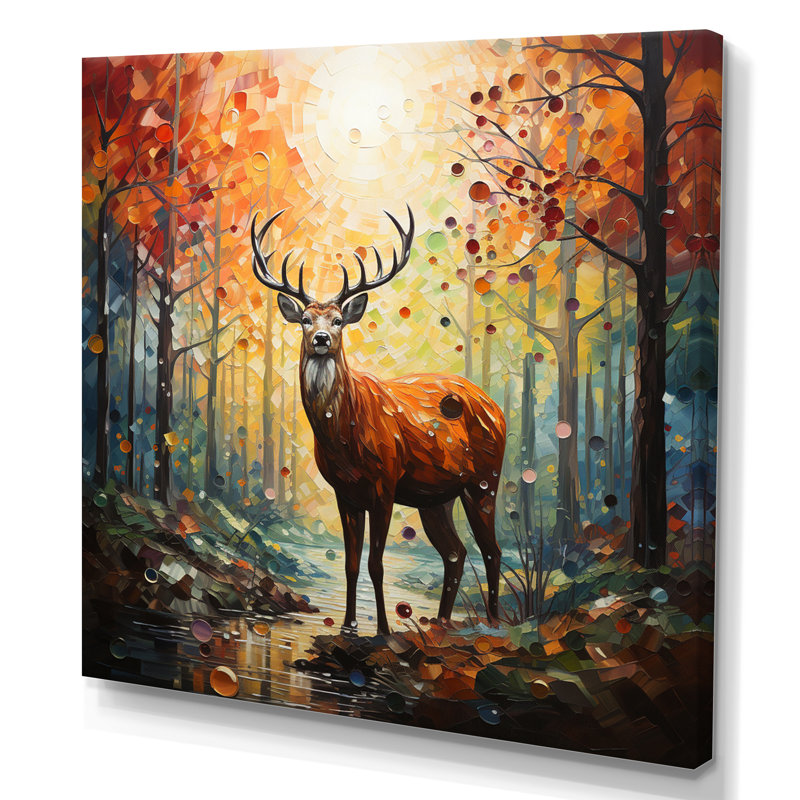 «Animal Deer Harmony in Forest II», reproduction sur toile tendue, H 30 po x l 30 po x P 1 po, Toile tendue