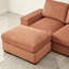 Canapé d'angle capitonné avec poufs amovibles, revêtement en velours côtelé, pieds noirs, canapé confortable avec poufs et rangement.