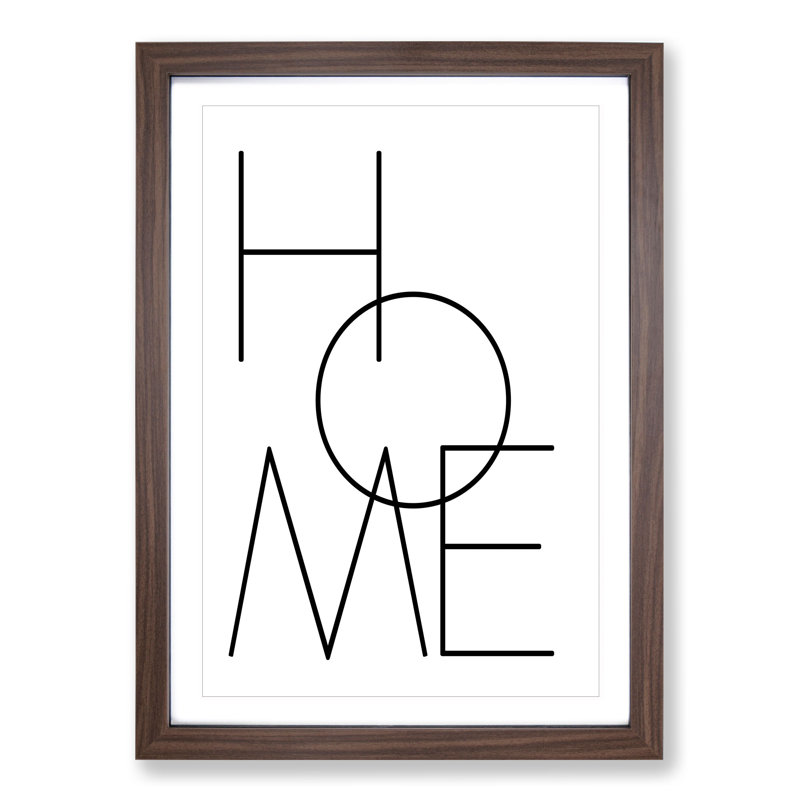 Home V2 - Picture Frame Typography, Walnut Framed, 36cm H x 27cm W x 2cm D