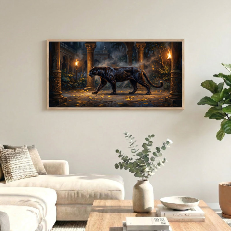 Ensemble de 1 tableau sur toile Mystic Panther, L 40 po x H 20 po, Naturel