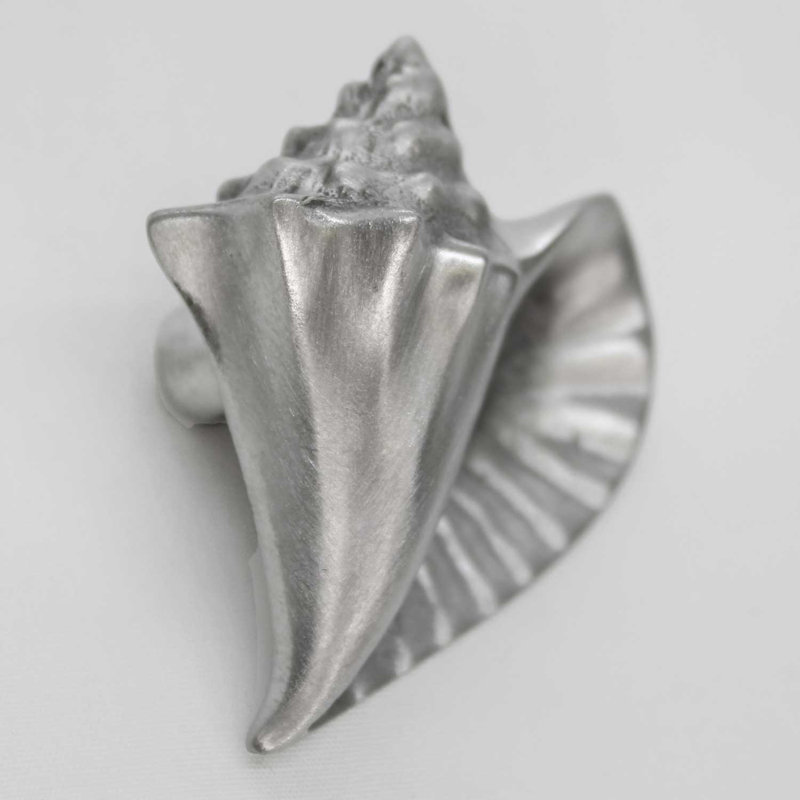 2" Conch Shell Right Facing Knob, Brushed Nickel