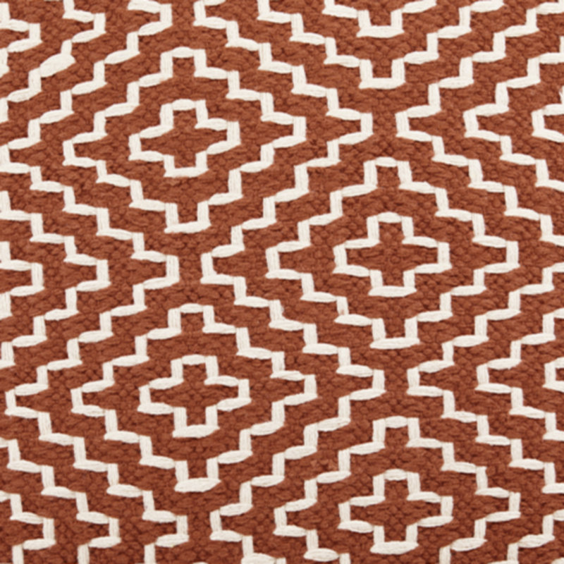 Devasheeh Upholstered Pouf, Rust/Ivory Cotton