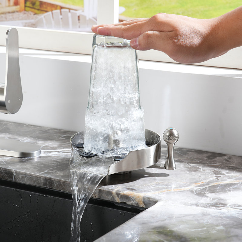Rinceur en verre d'acier inoxydable pour l'évier de cuisine, laveuse de tasse d'accessoires d'évier de cuisine, Nickel brossé