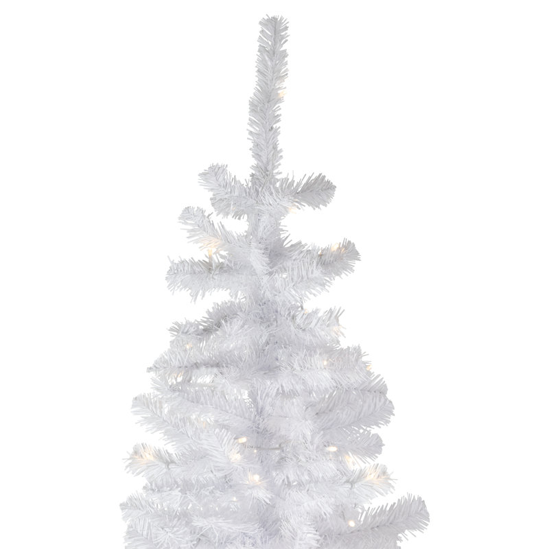 Arbre de Noël artificiel pin blanc 7,5 pi avec lumières DEL blanc chaud Georgian, H 6,5 pi