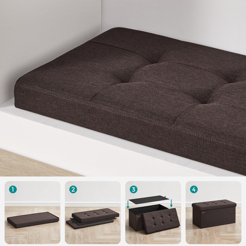 Banc de rangement avec repose-pieds pliant, Brun, Tissu Oxford