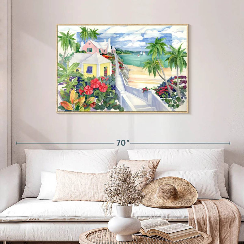 Island Cliff, Cadre flottant en bois naturel, 43 po x 29 po